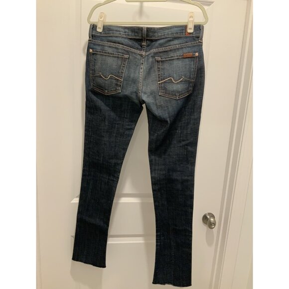 7 For All Mankind Jeans Size 29 Women’s 4 Pocket (2 zip) Low Rise Straight Blue - Picture 4 of 10